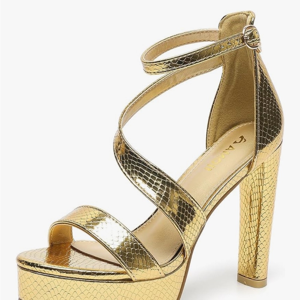 Shimmering Gold Strappy Heels